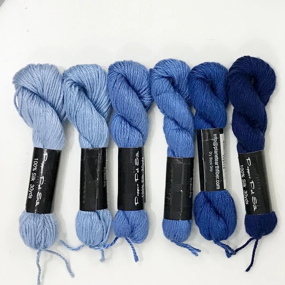 Planet Earth Pepper Pot single strand silk Indigo Blue collection hand stitching - Image 1 of 1