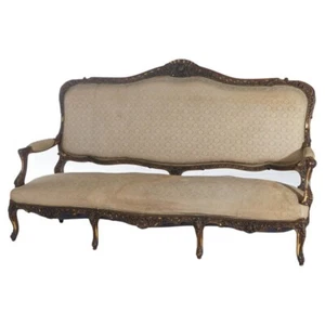 Antique Austrian Victorian Rococo Revival Heavily Carved Floral & Giltwood Sofa - Picture 1 of 13