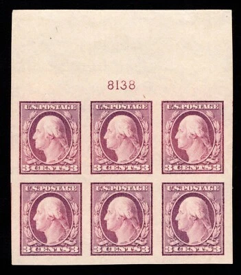 MOMEN: US STAMPS #483 PLATE BLOCK OF 6 MINT OG NH GEM LOT #89303 - Image 1 of 2