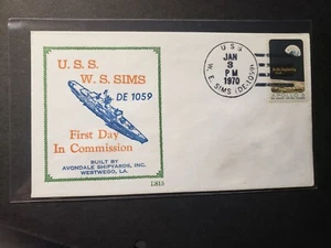 USS W. S. SIMS DE-1059 Naval Cover 1970 BECK # B815 COMMISSIONED Cachet - Picture 1 of 2