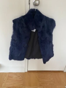 Adrienne Landau Fur Vest NAVY - Picture 1 of 2