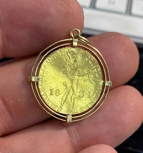 1831 Netherlands Gold Ducat Coin .983 Gold in 14K Bezel* - Picture 1 of 6