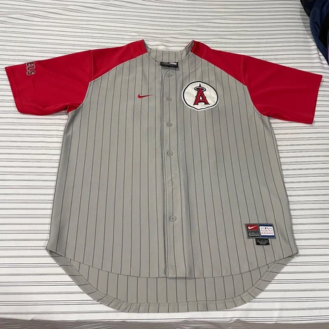 VTG Nike Team MLB Anaheim Angels #27 Guerrero Baseball Jersey Pinstripe Mens L Cover
