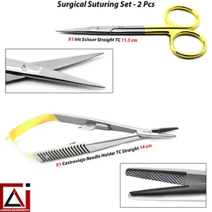 Juego de 2 tijeras de iris Beaden® y suturas microquirúrgicas rectas Castroviejo TC   - Imagen 1 de 5