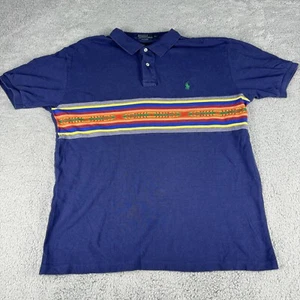 Vintage Polo Ralph Lauren Shirt Mens XL Blue Aztec Southwestern Short Sleeve - Picture 1 of 8