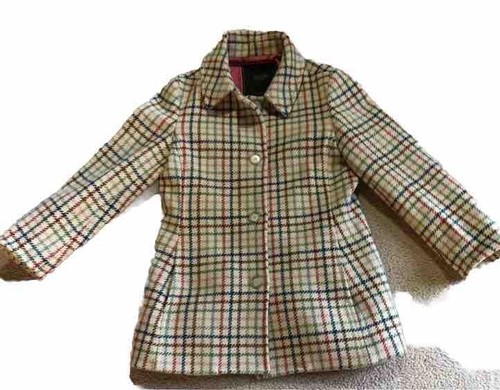 GIACCA CAPPOTTO VINTAGE COACH PLAID TWEED MULTICOLORE IN LANA TAGLIA XS PLS LEGGERE