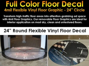 24" ROUND FLOOR SIGN Personalized Customized FULL COLOR Adhesive Durable Graphic - Picture 1 of 1