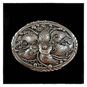 Jameson Lee Sterling SILBER Gürtelschnalle VINTAGE Southwestern Blumenmotiv - Bild 1 von 3