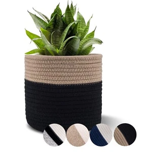 Woven Cotton Rope Plant Basket For 6" Flower Pot Floor Indoor Planters Flower Po - Picture 1 of 6