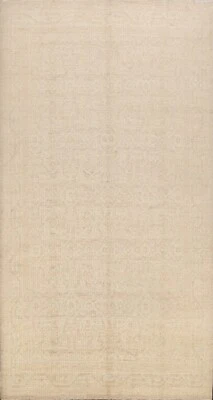 Antique Style Muted Geometric Khotan Oriental Area Rug Hand-knotted Wool 7x10 ft - Image 1 of 4