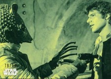 Star Wars ANH Black & White Blue Base Card #49 Grabbed by Greedo