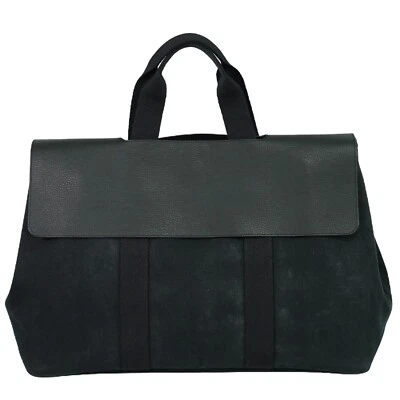 HERMES Valparaiso GM Canvas Leather Handbag Black - Image 1 of 4