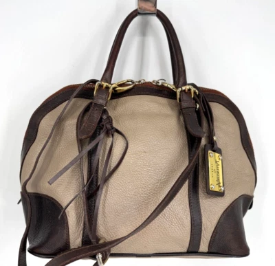 Valentina Lujo Marrón Guijarro Cuero Cúpula Bolso Cartera 2 Vías Bolso de Mano Foto 1 de 4