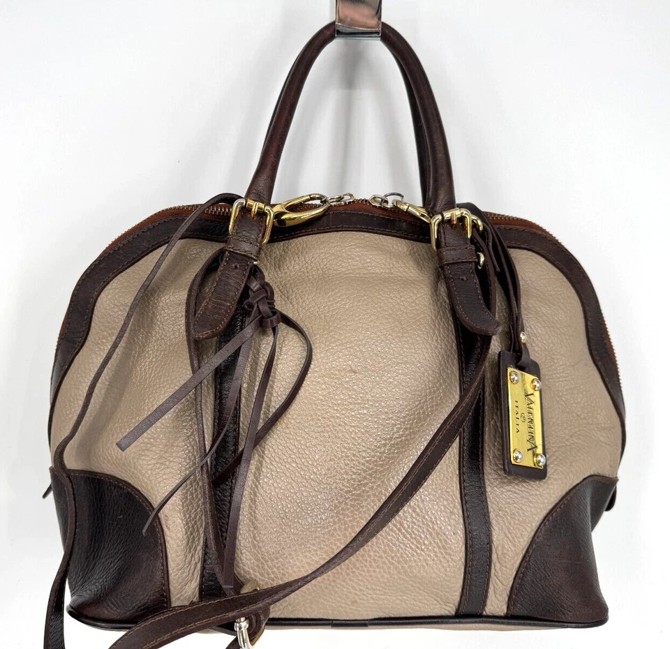 Valentina Lujo Marrón Guijarro Cuero Cúpula Bolso Cartera 2 Vías Bolso de Mano Foto 1 de 4