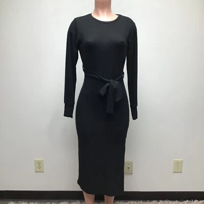 Платье-карандаш женское Topshop черное с длинным рукавом вырезом лодочкой подпоясанное сбоку разрез 4 - Изображение 1 из 4
