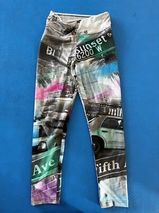 Justice Girls Graphic Leggings California Print Sunset Ave Size 7 - Picture 1 of 3