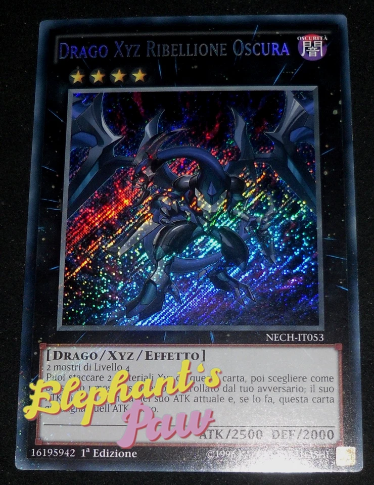 Yugioh - Drago XYZ Ribellione Oscura RARA SEGRETA - NECH-IT053 1° Edizione - Immagine 1 di 1