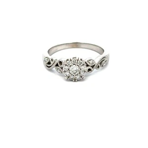 14kt White Gold .30ct tw Diamond Floral Engagement Ring - Picture 1 of 5