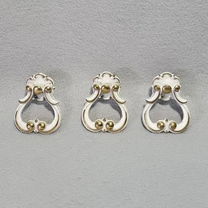 3 brass gold brushed white Cabinet Drawer bail pull French provincial hardware - Picture 1 of 10