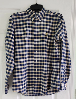 Camisa polar Brooks Brothers niño joven XL algodón Supima manga larga azul a cuadros Foto 1 de 4
