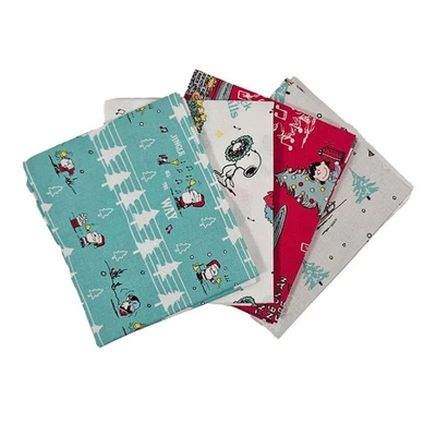 Snoopy's Christmas - Peanuts - 4pk 100% cotton Fat Quarter bundle - Image 1 of 4