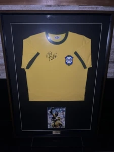 Pele Hand Signed Football Shirt Brazil Framed Genuine Autograph with Coa - Picture 1 of 6