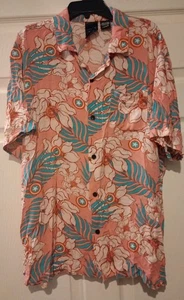 Marvel Captain America Hawaiihemd Aloha Polo Größe L rosa Blumen Knopfleiste - Bild 1 von 4