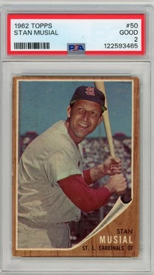 1962 Topps Stan Musial #50 St. Louis Cardinals Hof PSA 2 bueno Foto 1 de 2