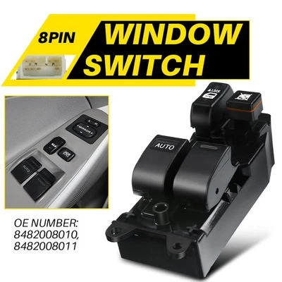 Window For 2000 2001-2006 Toyota Tundra Black Switch-Button Front Driver Side - Image 1 of 4