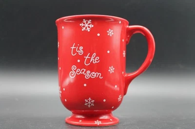 Jarrón / taza Teleflora rojo con copos de nieve blancos Foto 1 de 4