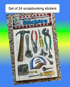 🟧 Little Helper DIY TOOLS Sheet of 24 acid free scrapbooking Stickers strip - Picture 1 of 7