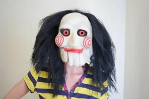 Don Post Studios Halloween Mask Jigsaw Puppet Horror Wig w Hair SAW Film Corp - Picture 1 of 6