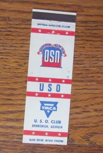 UNITED SERVICE ORGANISATIONS MATCHBOOK COVER: USO CLUB BRUNSWICK, GEORGIA -A4 - Bild 1 von 1