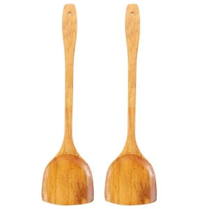 2 Pezzi Spatola Anticaldatura in Legno Spurle per Cucinare Spatole Cucina - Foto 1 di 11
