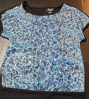 Blusa Wrangler Rock 47 Azul Lentejuelas Manga Corta Cuello Redondo Mujer Talla M Foto 1 de 4