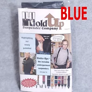 HOLD-UP SUSPENDERS NAVY BLUE NEW SILVER METAL CLASPS XL 2"WIDE #8572 - Picture 1 of 2