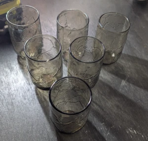 6 vasos de colección Anchor Hocking hoja de Sherwood ámbar/marrón - Imagen 1 de 4