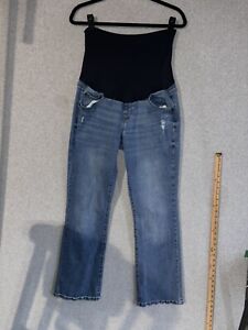 Maternity Jeans Size 14 Bootcut Full Panel Blue Pockets Distressed Sonoma Kohls