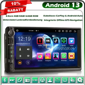8-Kern 64GB Android 13 Doppel Din GPS Autoradio 2DIN Navi DSP CarPlay DAB+BT 5.0 - Bild 1 von 21