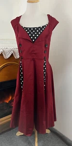 Rockabilly Red Black Fit Flare Side Zip Sleeveless Cotton Dress ~ XXL - Picture 1 of 7