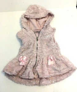 Chaleco con Capucha Little Lass Niña Rosa Imitación Piel con Lentejuelas Talla 4 - Imagen 1 de 11