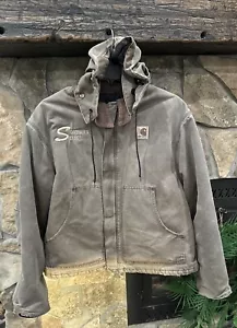 Vintage Carhartt Traditional Arctic Jacket Brown Mocha Coat XLarge Canvas Hood - Picture 1 of 14