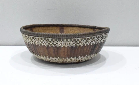 Basket Bali Indonesia Beaded Mirror Basket Cover