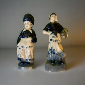 Pair of Figurines Vintage Dutch Classic Blue & White - Picture 1 of 5