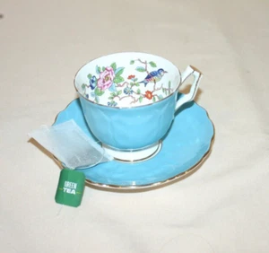 Aynsley Tea Cup & Saucer #2902 Blue Pembroke from England #2902 R-111 - Picture 1 of 6