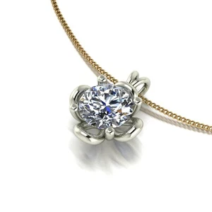 Colgante Oro Amarillo 18k 1 Quilate Corte Redondo Diamante Collar IGI GIA HRD Laboratorio Cultivado - Imagen 1 de 8