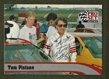 🏁 "Tiger" TOM PISTONE - Autographed - 1992 Pro Set Legend - Card #L22     [a53]