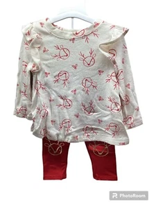 Gato y Jack Navidad Reno Conjunto Pantalones Camisa Bebé Niñas Vacaciones 2 Piezas 12 Meses - Imagen 1 de 13