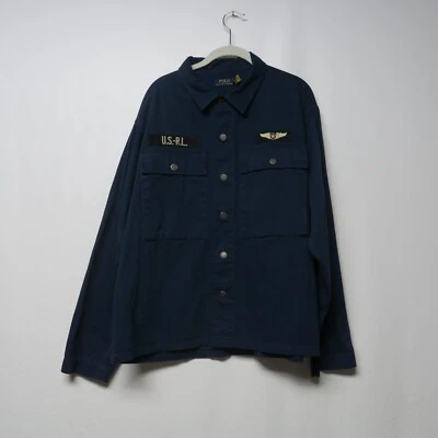 POLO RALPH LAUREN 13 STARS HBT SHIRT Air Force LNAVY Bomber Button Up Military - Image 1 of 4
