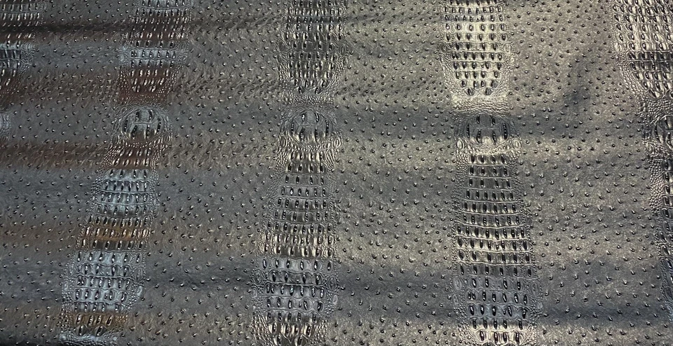 Black Ostrich/Gator Upholstery Crafting Outdoor Vinyl Fabric By The Yard - Image 1 of 1